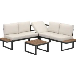 tectake Tuinset Eliar, 4-delig, met aluminium frame, Zwart