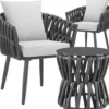 tectake Tuinset Lugano 3-delig - Tafel met 2 Stoelen - Antraciet