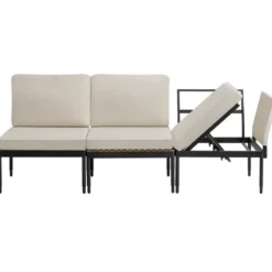 tectake Tuinset Magaluf, 5-in-1-functie, aluminium frame, Antraciet/Grijs