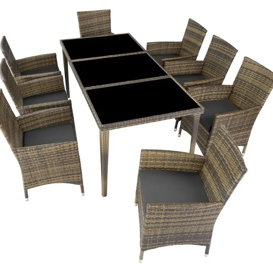 tectake - tuinset Monaco - wicker - natuurkleur