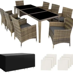 tectake - tuinset Monaco - wicker - natuurkleur