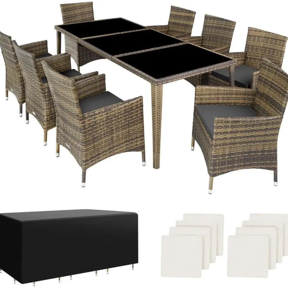 tectake - tuinset Monaco - wicker - natuurkleur