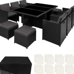 tectake - tuinset New York - wicker - zwart