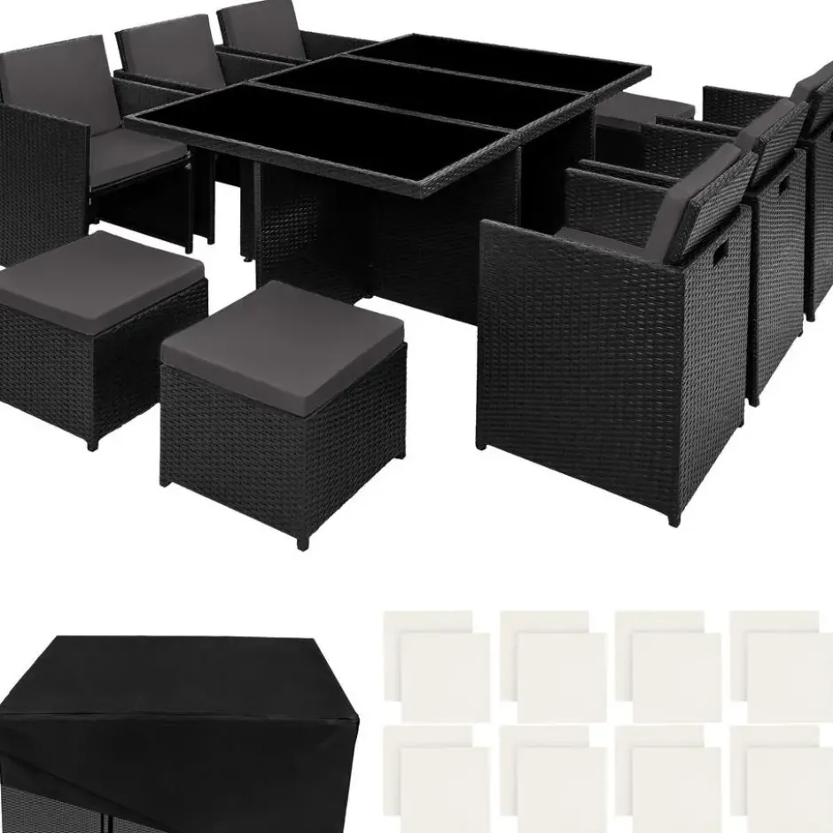 tectake - tuinset New York - wicker - zwart
