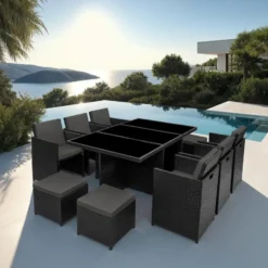 tectake - tuinset New York - wicker - zwart