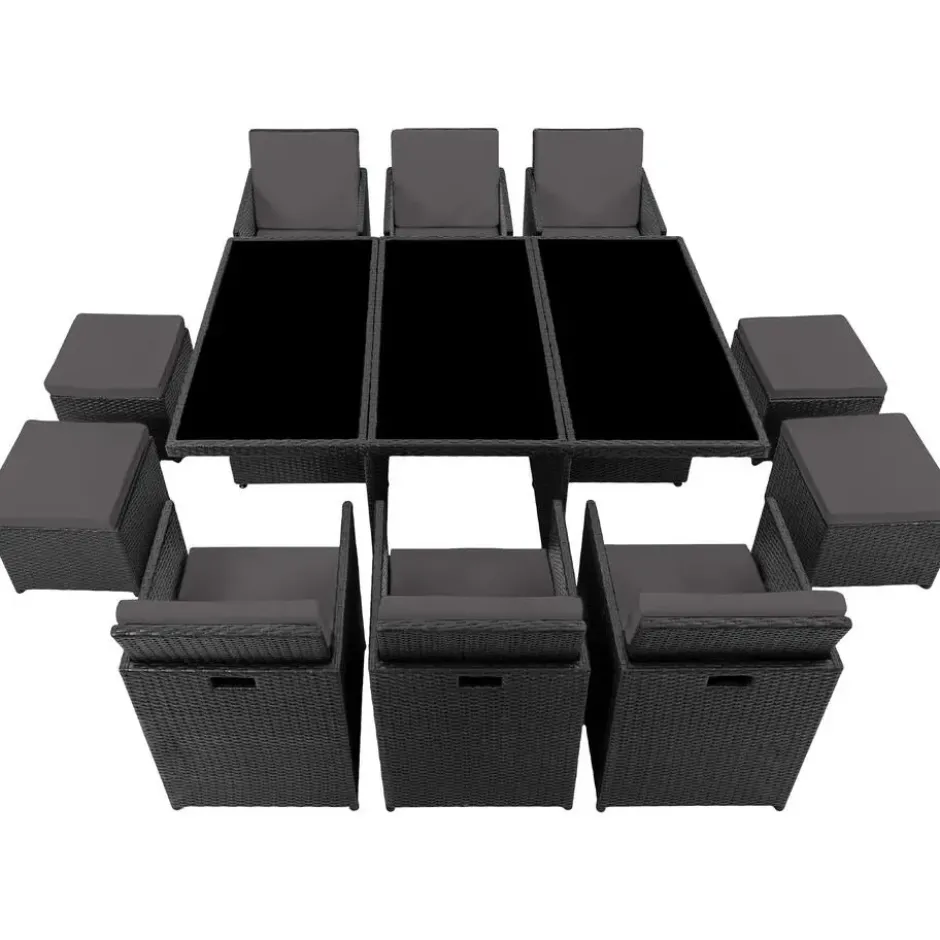 tectake - tuinset New York - wicker - zwart