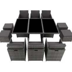 tectake - tuinset New York - wicker - grijs