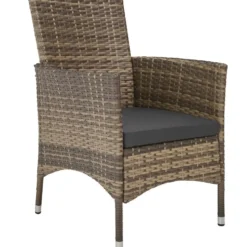 tectake - tuinset 8 stoelen en tafel - wicker - natuurkleur