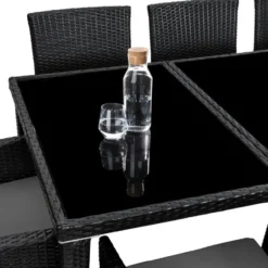 tectake - tuinset 8 stoelen+tafel Monaco - wicker - zwart