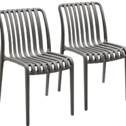 tectake Tuinstoelen Alcudia, weerbestendig, stapelbaar, Antraciet