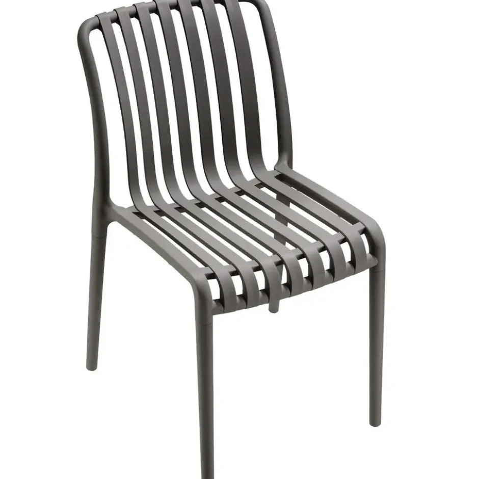 tectake Tuinstoelen Alcudia, weerbestendig, stapelbaar, Antraciet