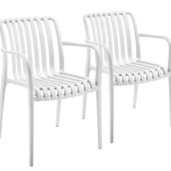 tectake Tuinstoelen Alcudia, weerbestendig, stapelbaar, Crème
