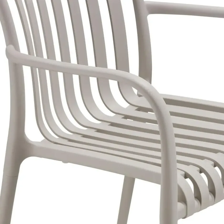 tectake Tuinstoelen Alcudia, weerbestendig, stapelbaar, Taupe