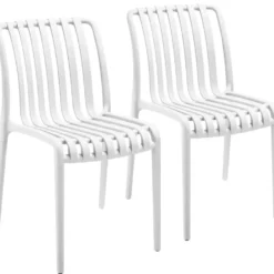 tectake Tuinstoelen Alcudia, weerbestendig, stapelbaar, Crème