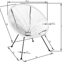tectake 2 tuinstoelen Santana in Acapulco-design, Wit