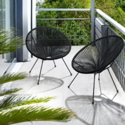 tectake 2 tuinstoelen Santana in Acapulco-design, Zwart