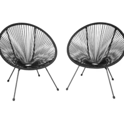 tectake Tuinstoelen Tafel Zwart Staal Veiligheidsglas 2 Stoelen