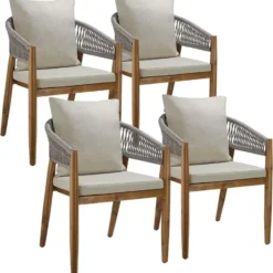 tectake Tuinstoel Manacor, ropedesign, Greige