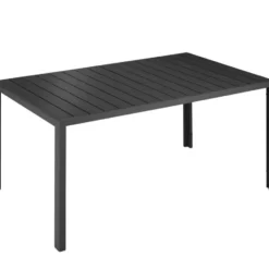tectake Tuintafel - Roestvrij Aluminium - Zwart - 150x90x75cm - Voetjes