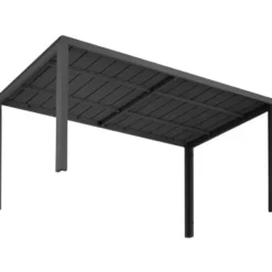 tectake Tuintafel - Roestvrij Aluminium - Zwart - 150x90x75cm - Voetjes