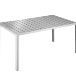 tectake Tuintafel, Roestvrij Aluminium, Verstelbare Voetjes, Zilver/Grijs