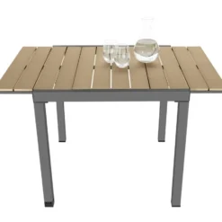 tectake Tuintafel Uitschuifbaar Weerbestendig Schwarz-Braun 130x75 cm