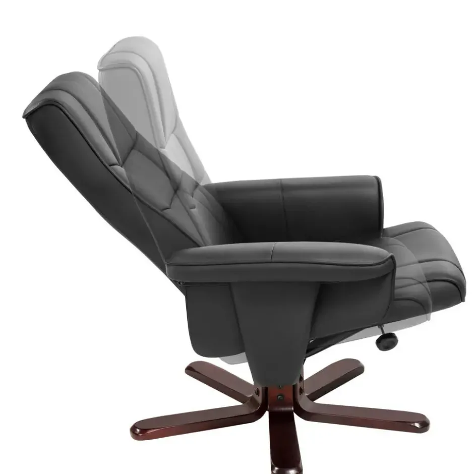tectake TV-fauteuil met krukje model I, Zwart/Bruin