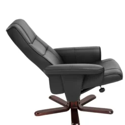 tectake TV-fauteuil met krukje model I, Zwart/Bruin