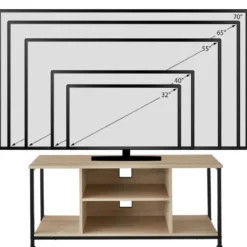 tectake TV-meubel met 4 open vakken en verstelbare plank