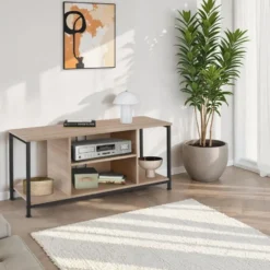 tectake TV-meubel met 4 open vakken en verstelbare plank