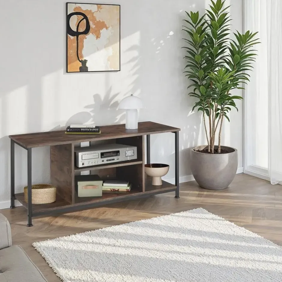 tectake TV-meubel met 4 open vakken en verstelbare plank