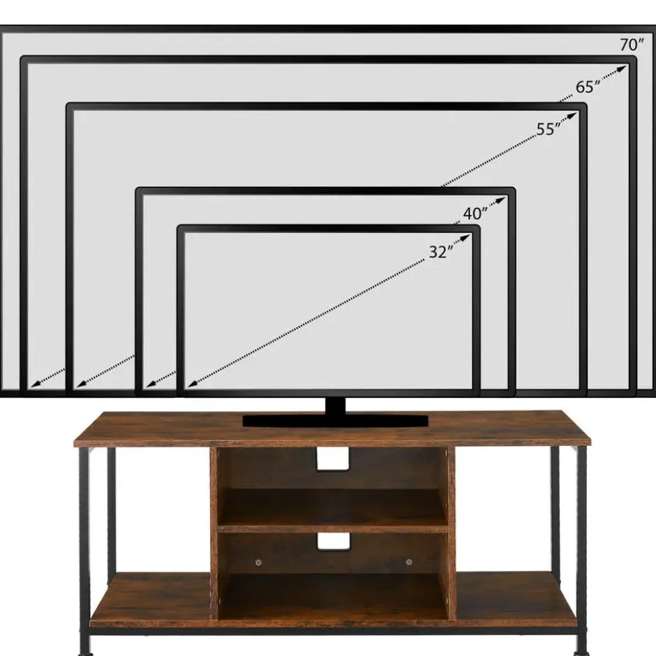 tectake TV-meubel met 4 open vakken en verstelbare plank
