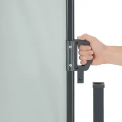 tectake Uitschuifbaar dubbel windscherm met oprolmechanisme, Grijs