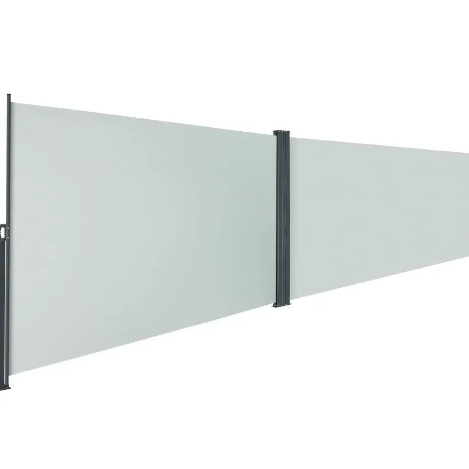 tectake Uitschuifbaar dubbel windscherm met oprolmechanisme, Grijs