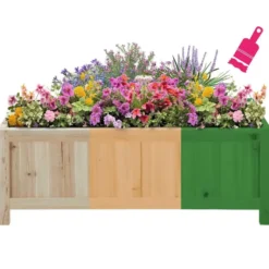 tectake - Verhoogde bak Blomster, opvouwbaar, 30l, incl. folie, 70x30x25cm