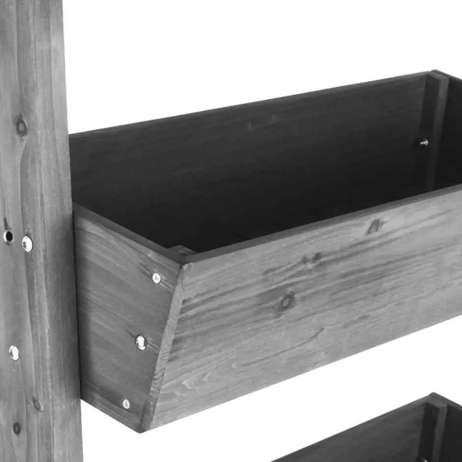tectake Verhoogde Plantenbak 5 Verdiepingen Grijs Dennenhout 81 x 52 x 180 cm