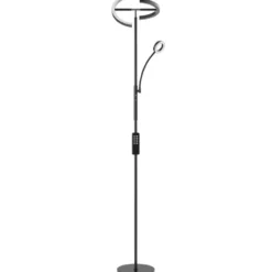 tectake Vloerlamp Auralis LED 20W, leeslamp, dimbaar, Zwart