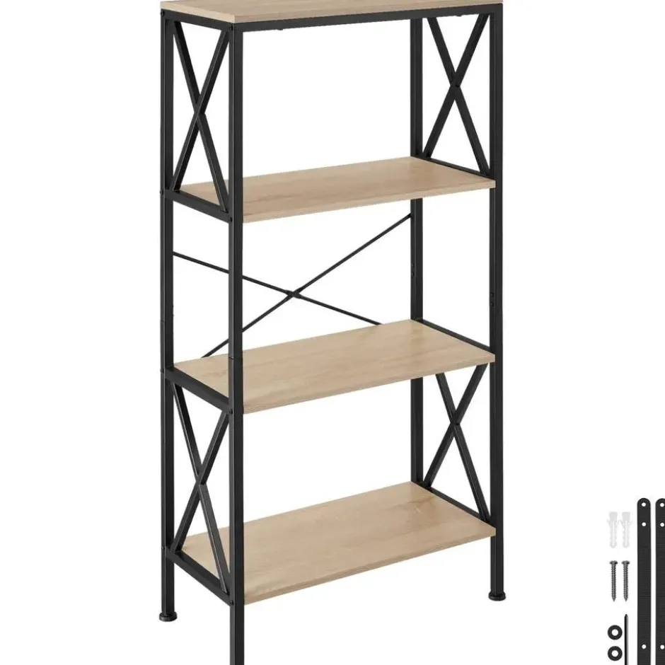 tectake Wandkast Barry 61,5x31,5x133,5cm, Industrieel Licht Hout, Eiken Sonoma
