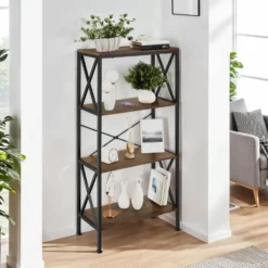 tectake Wandkast Barry 61,5x31,5x133,5cm, Industrieel Hout Donker, Rustiek