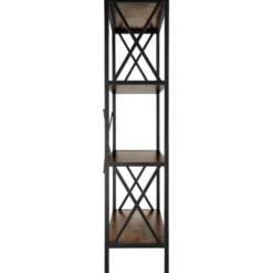 tectake Wandkast Barry 61,5x31,5x133,5cm, Industrieel Hout Donker, Rustiek