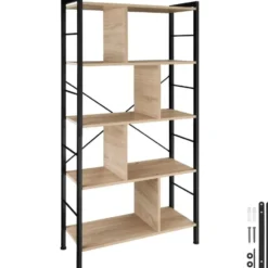 tectake Wandkast Charleston 75.5x30x155cm, Industrieel Licht Hout, Eiken Sonoma