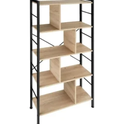 tectake Wandkast Charleston 75.5x30x155cm, Industrieel Licht Hout, Eiken Sonoma