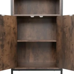tectake Wandkast Doncaster 60x38x125cm, Industrieel Hout Donker, Rustiek