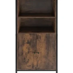 tectake Wandkast Doncaster 60x38x125cm, Industrieel Hout Donker, Rustiek