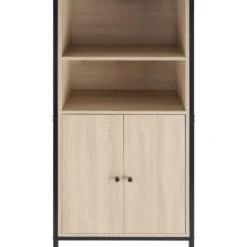 tectake Wandkast Doncaster 60x38x125cm, Industrieel Licht Hout, Eiken Sonoma