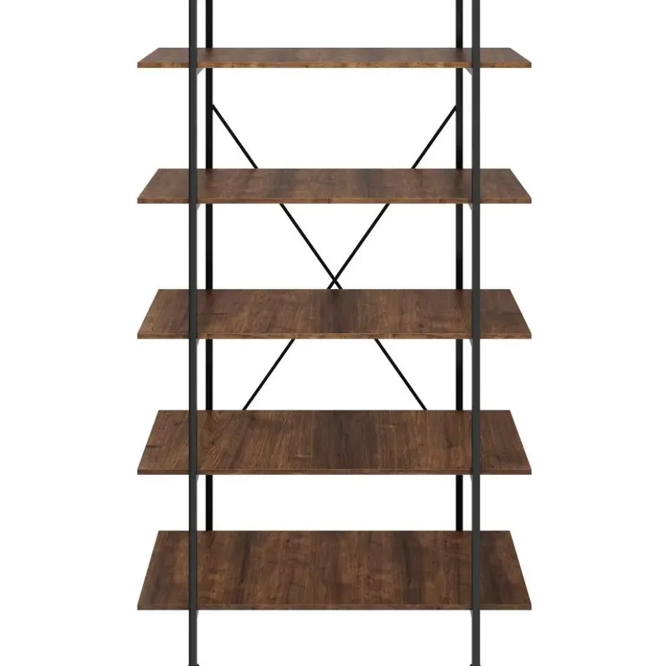 tectake Wandkast Glasgow 106 x 34,5 x 179,5cm, Industrieel Hout Donker, Rustiek