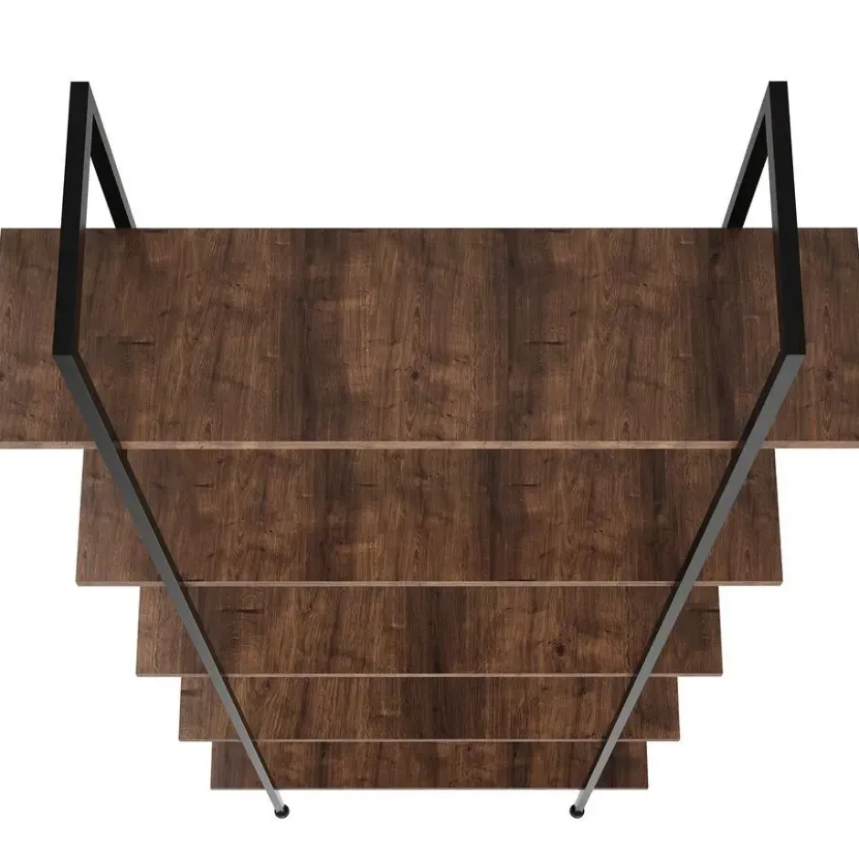 tectake Wandkast Glasgow 106 x 34,5 x 179,5cm, Industrieel Hout Donker, Rustiek