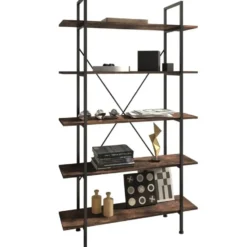 tectake Wandkast Glasgow 106 x 34,5 x 179,5cm, Industrieel Hout Donker, Rustiek