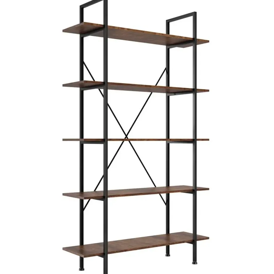 tectake Wandkast Glasgow 106 x 34,5 x 179,5cm, Industrieel Hout Donker, Rustiek