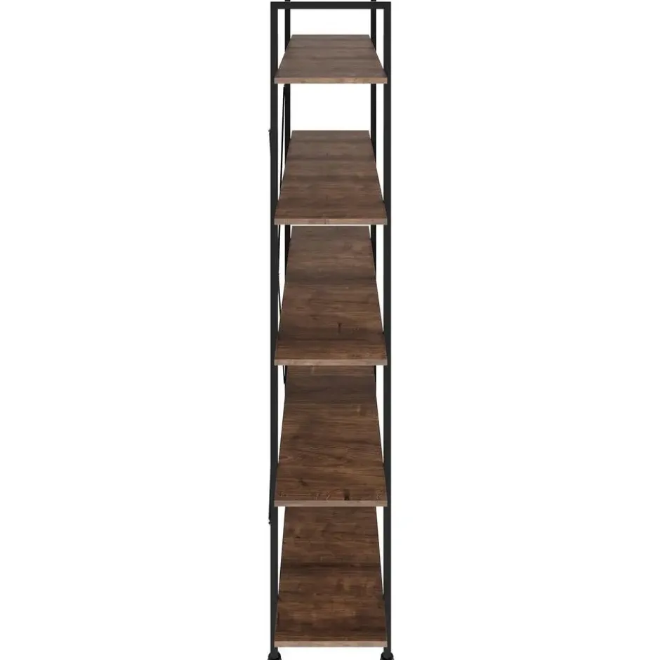 tectake Wandkast Glasgow 106 x 34,5 x 179,5cm, Industrieel Hout Donker, Rustiek